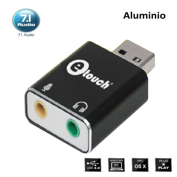 Adaptador de Audio 2 Jack 3.5 mm a USB Etouch